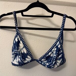 Blue and White Tie-Dye Bikini Top